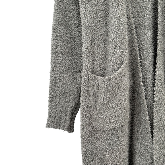SKIMS Cozy Knit Belted Robe - Gray Fuzzy Long Lounge Robe sz S/M - Picture 3 of 9